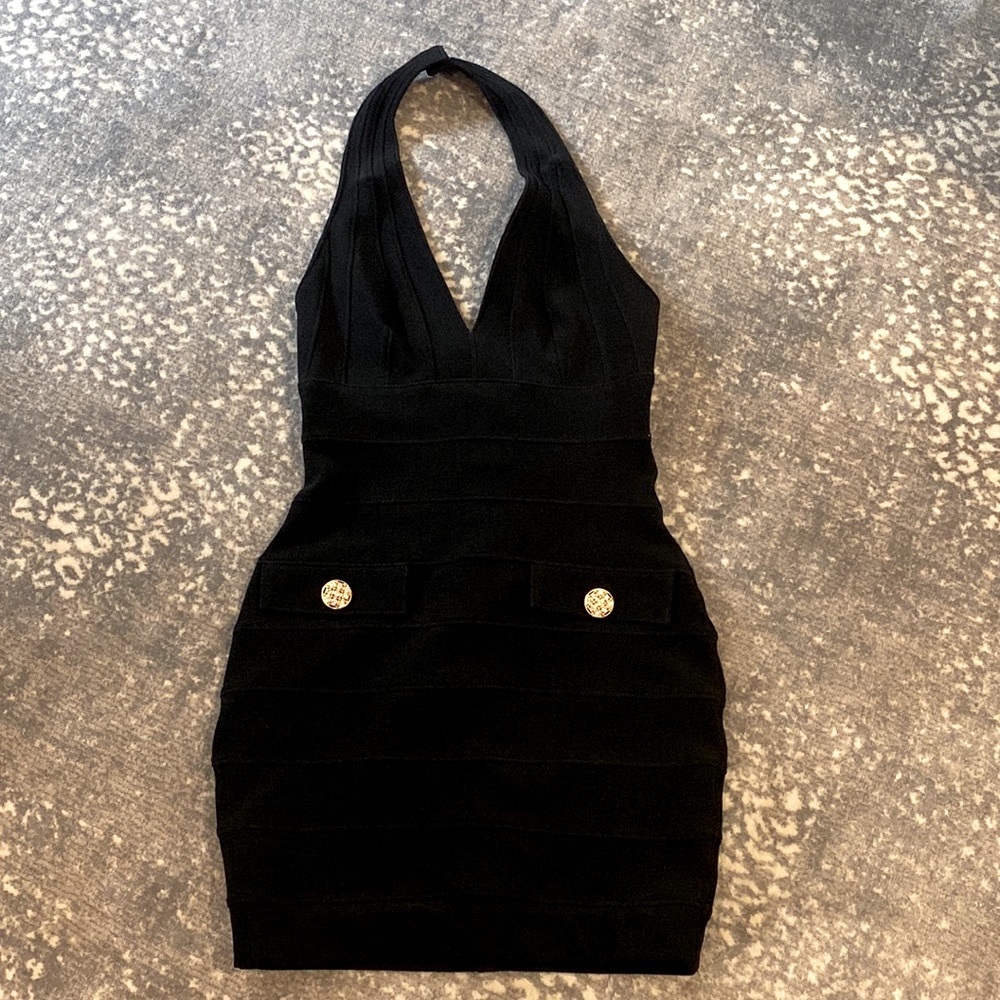 Elegant Black Halter Mini Dress